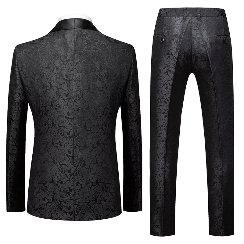 Slim Fit Men Suits Two Pieces Set Jacket And Pants Shawl Lapel Wedding Tuxedos Luxury One Button Business Formal Groom Wear