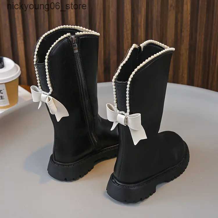 Boots Knee Length Cool Shapes Children Shoes Kids Boots Autumn Winter Fashion High Top Student Shoes Girls Sneakers with Bow L240910