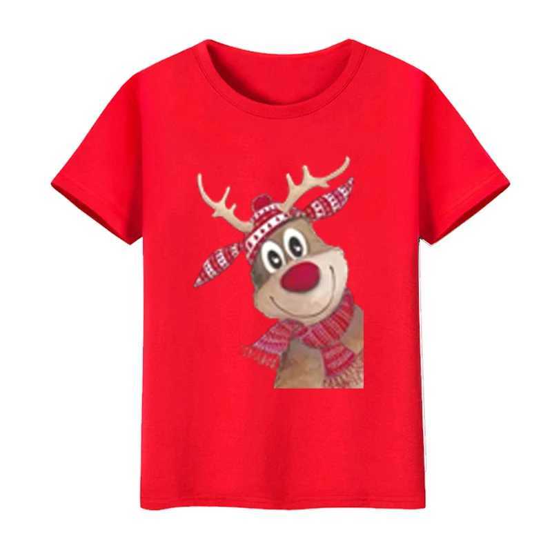 Christmas reindeer family matching clothing Mother Father Daughter Son Baby T-shirt Christmas family gift Red short sleeved shirt W241008