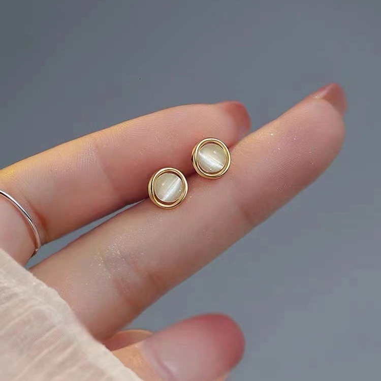 Needle Cat Eye Stone Earrings, New 2024, niche high-end earrings, women's light earrings too