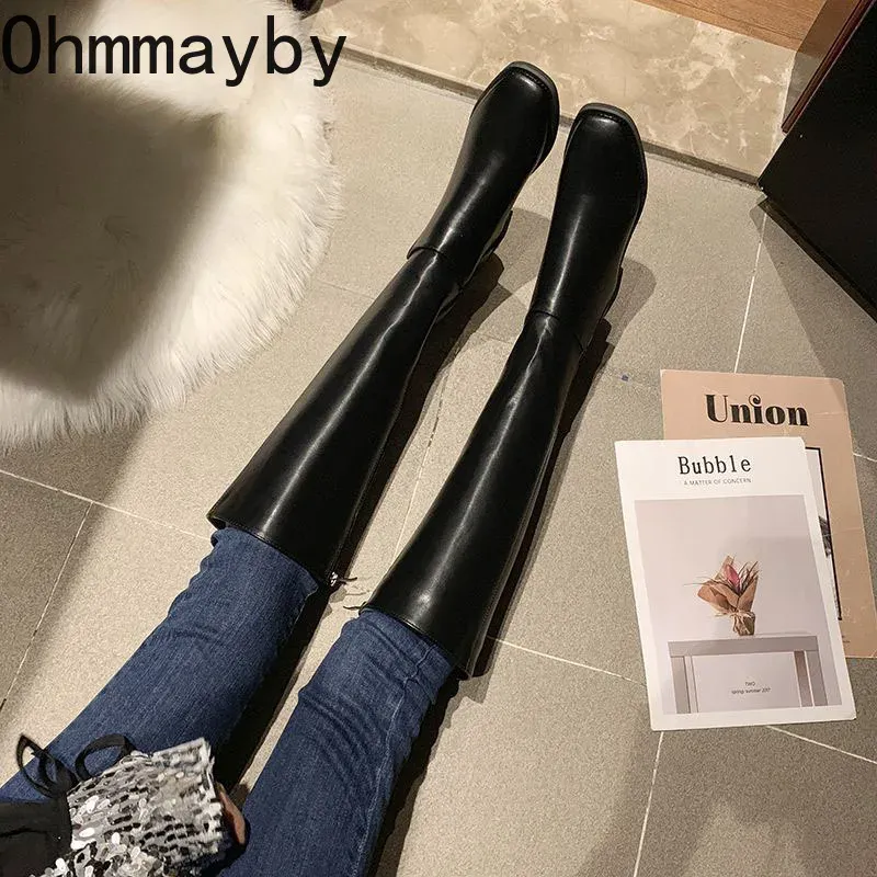 Cotton Women Knee High Boots Fashion Zippers Ladies Elegant Low Heel Long Booties Winter Soft Leather Women's Footwear 241123 241126