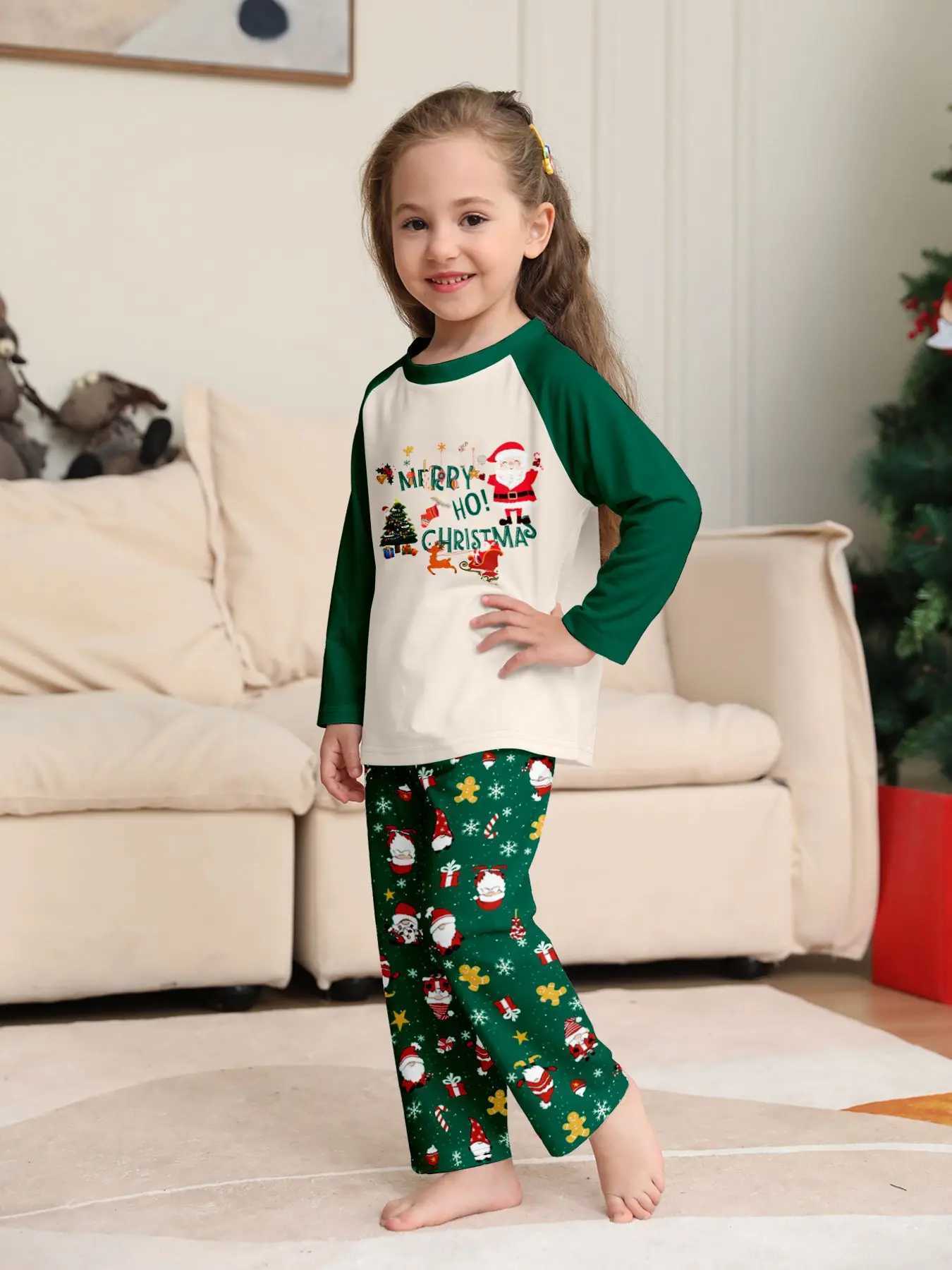 Christmas Pajamas Set Cartoon Santa Claus Print Parent-child Family Matching Outfits Soft 2Pcs Suit Baby Rompers Xmas SleepwearXJ241008
