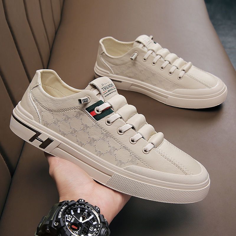 2024 New Designer Shoes White Leather Multi functional Breathable Casual Board Korean Edition Fashion Single Foot Men's Shoes