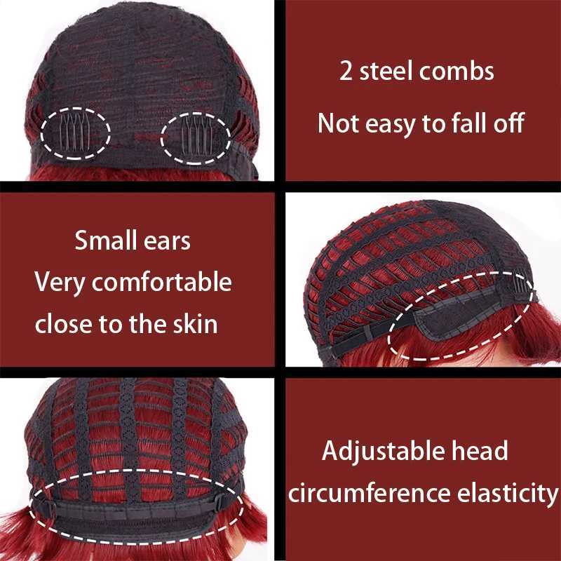 Long Wavy Wine Red Synthetic Wig Womens Heat-Resistant Natural Half Part Cosplay Party Lolita WigXJ241008