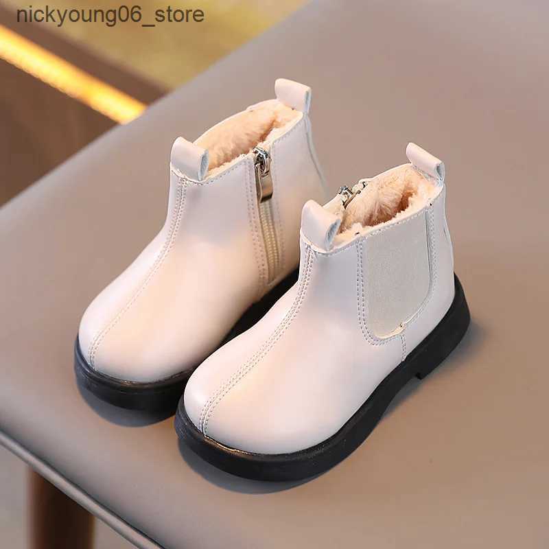 Boots Thick Cotton New Fashion Childrens Boots Boys Britain Style Girls Fashion Snow Boots Kids Chelsea Boots Warm Non-slip Simple L240910