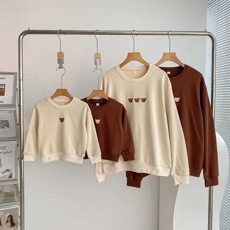Korean Fashion Parent-child Matching Clothes for Whole Family Sweatshirts Autumn Dad Mom and Daughter Son Clothing Baby BodsyuitXJ241008