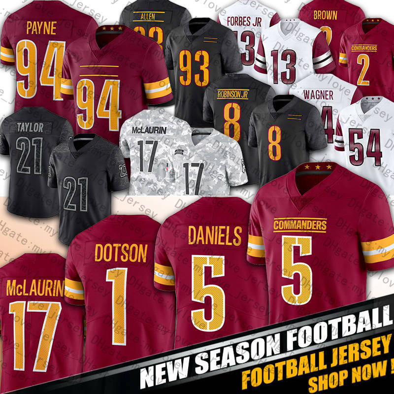17 Terry McLaurin 5 Jayden Daniels Football Jerseys 8 Brian Robinson Jr 93 Jonathan Allen 94 Daron Payne 10 Tress Way 4 Frankie Luvu 30 Austin Ekeler 13 Emmanuel Forbes