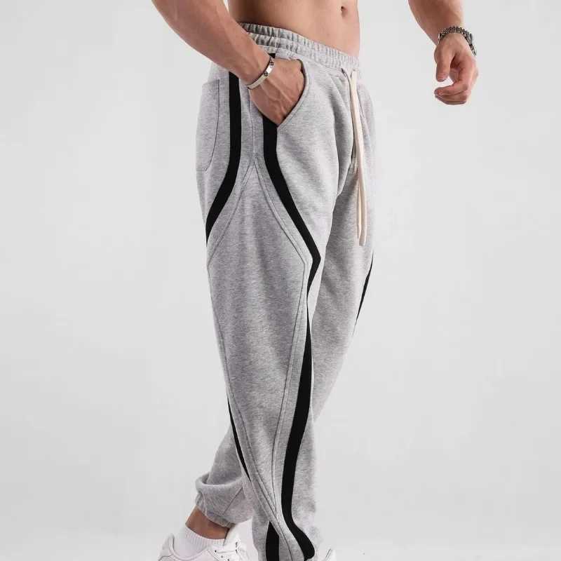 Black Man Sports Pants Tights Sweatpants for Men Striped Trousers Autumn and Winter Slim Skinny Harem Big Size Long EssentialX241008