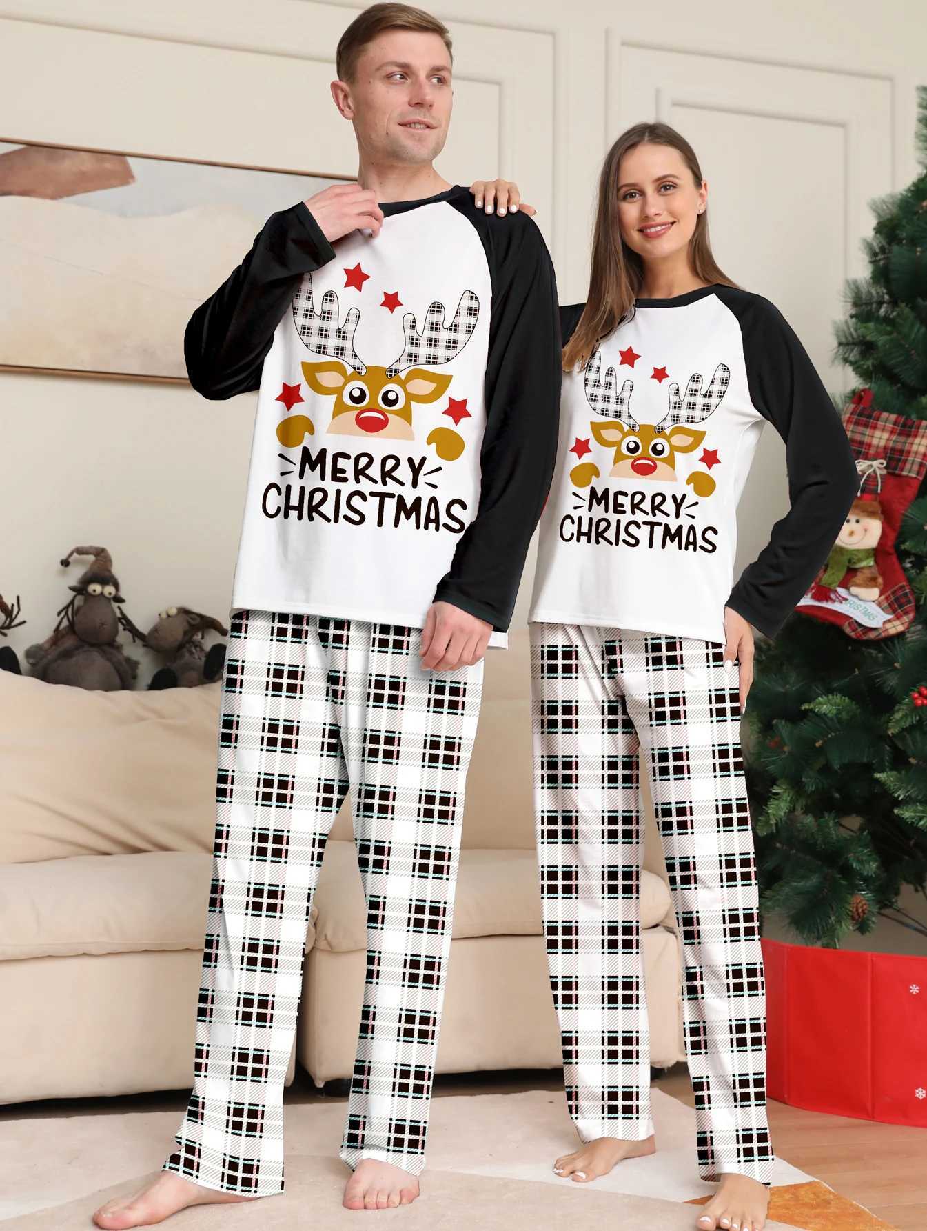 New Winter 2024 Christmas Family Pajama Set Mom Dad Child Baby Match Set Elk Printed Casual Soft Pajama Christmas Appearance Pajama W241008