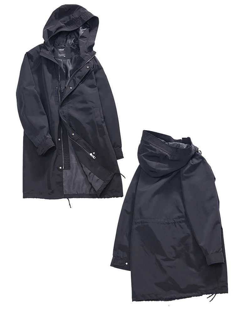 Spring and Autumn Changgou Coat Mens Fashion Hooded Windproof Jacket Black Coat Casual Jacket W241007