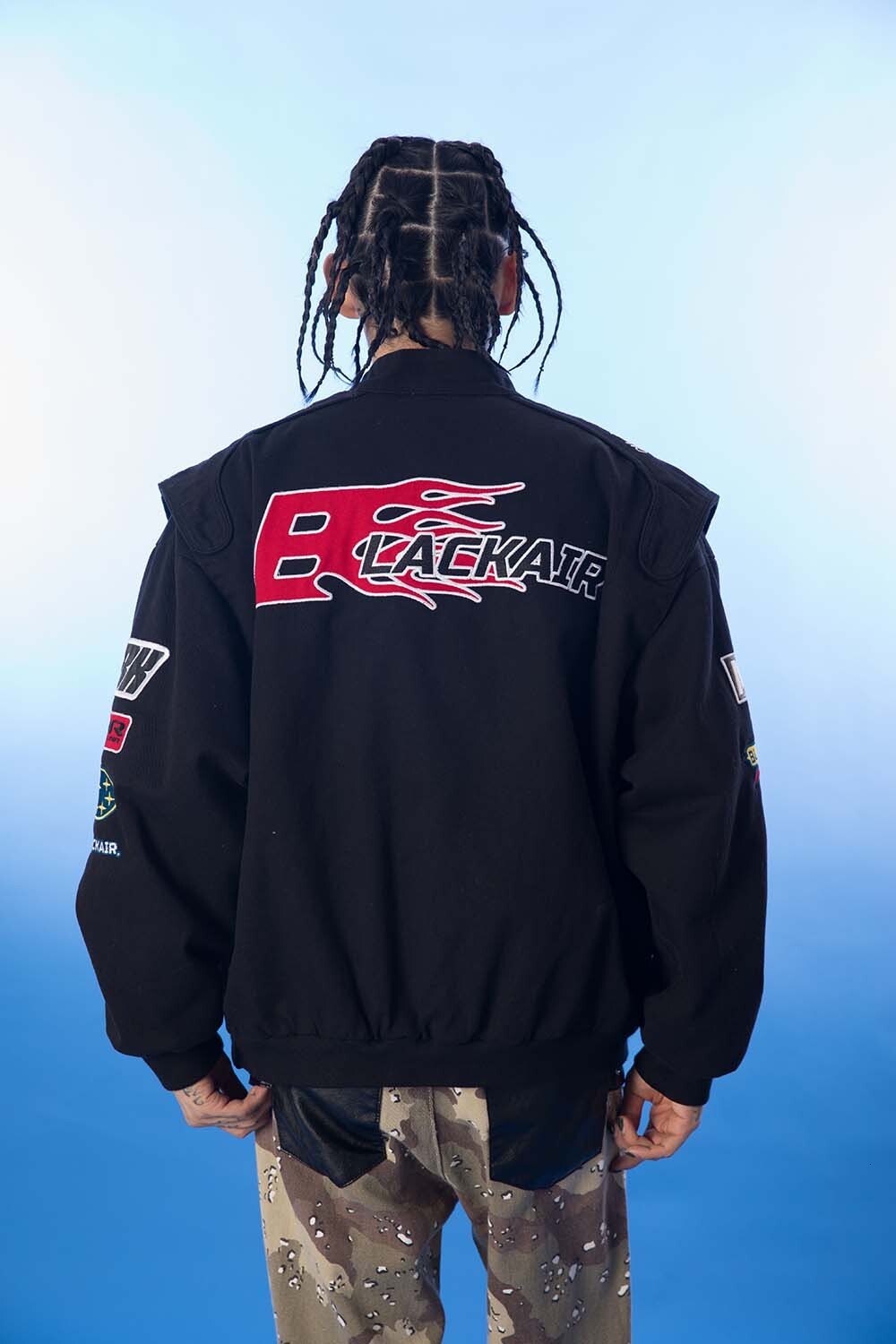 BLACK AIR Racing Streetwear Men Winter Jacket Colour Block Hip Hop Y2k Loose Baseball Clothing Thin Jk01-1