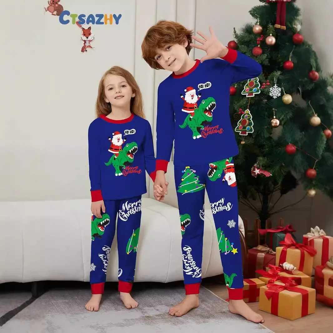 Merry Christmas 2024 Family Matching Set Santa Claus Printing Mom Dad Child Top+Pants Baby and Dog jumpsuit Christmas Pajama Set W241008