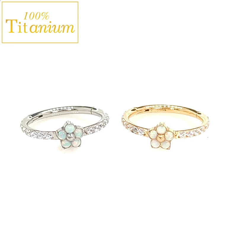 G23 Piercing Hoop Opal Zircon Earrings Septum Nose Ring Tragus Helix Clicker Body Jewelry Cartilage Conch Daith Percing 241007