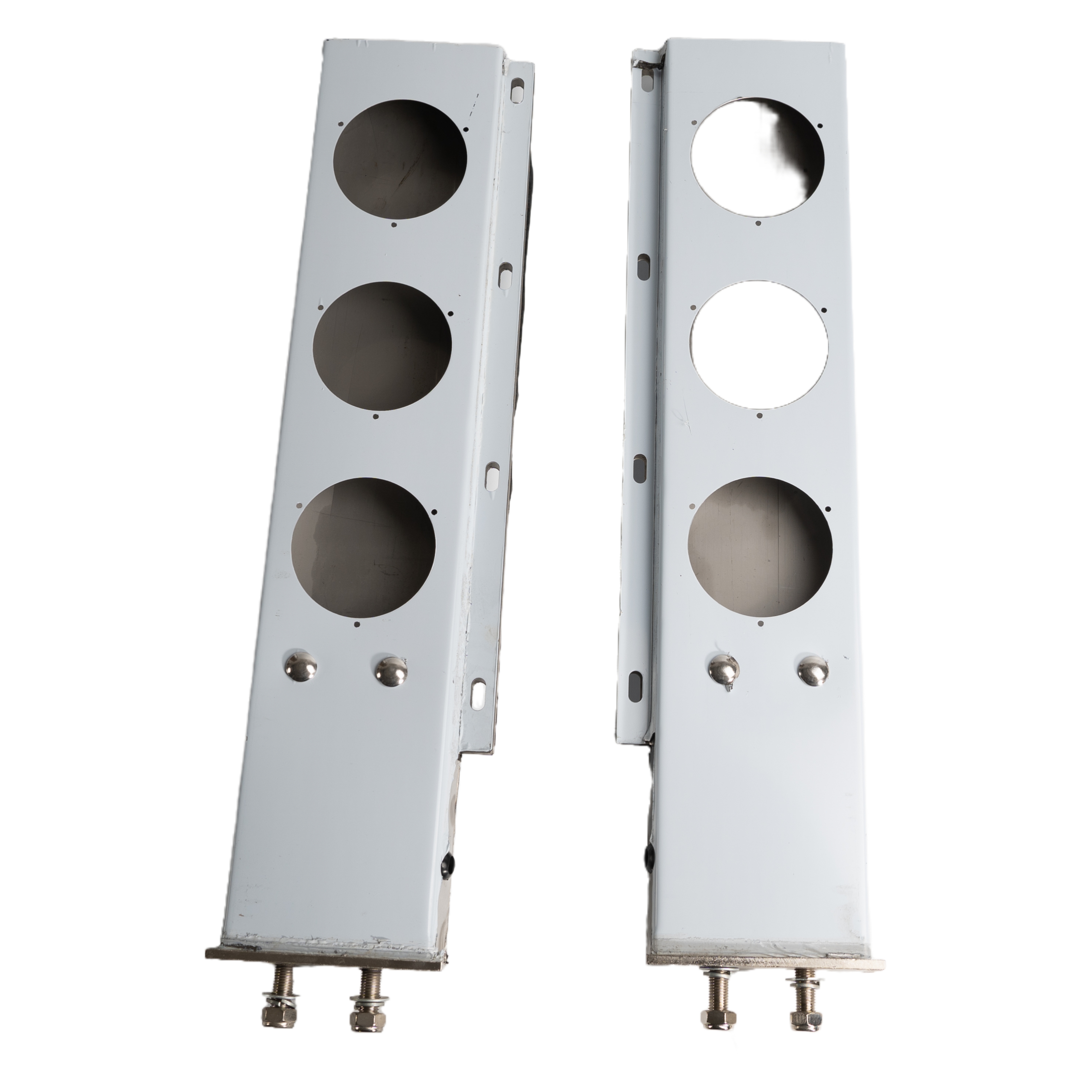 Stainless Steel Straight Spring Loaded Mud Flap Hanger Bracket Mudflap Holder Set 2.5" Bolt Spacing 30" Length with 4" Light Cutouts fi