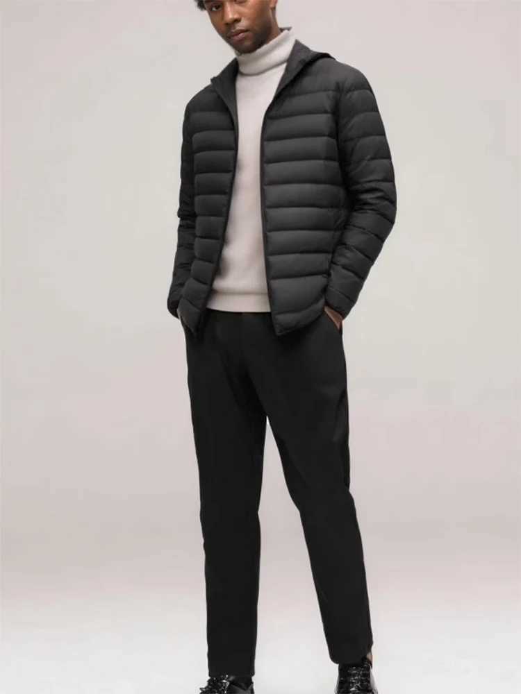Mens thin puffer jacket Spring and Autumn Down Coat hooded cheap jacketXJ241008