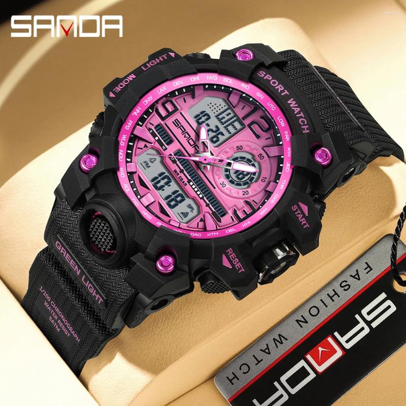 Wristwatches SANDA G-Style Ladies Watches Waterproof Outdoor Casual Clock Sports Military Women Watch Quartz Digital Dual-display Wristwatch