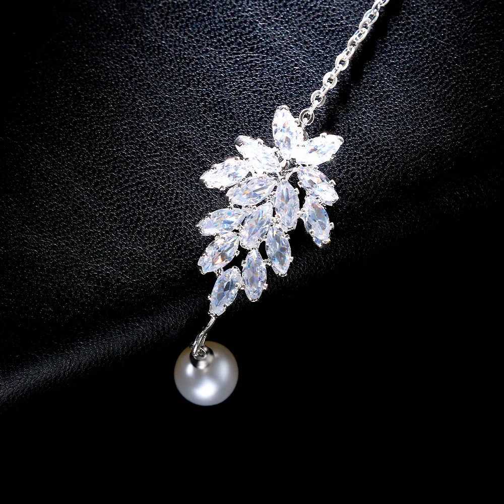 Stonefans Elegant Zircon Front Chain Wedding Accessories 2023 Pearl Pendant Indian Bridal Hair Jewelry W241007