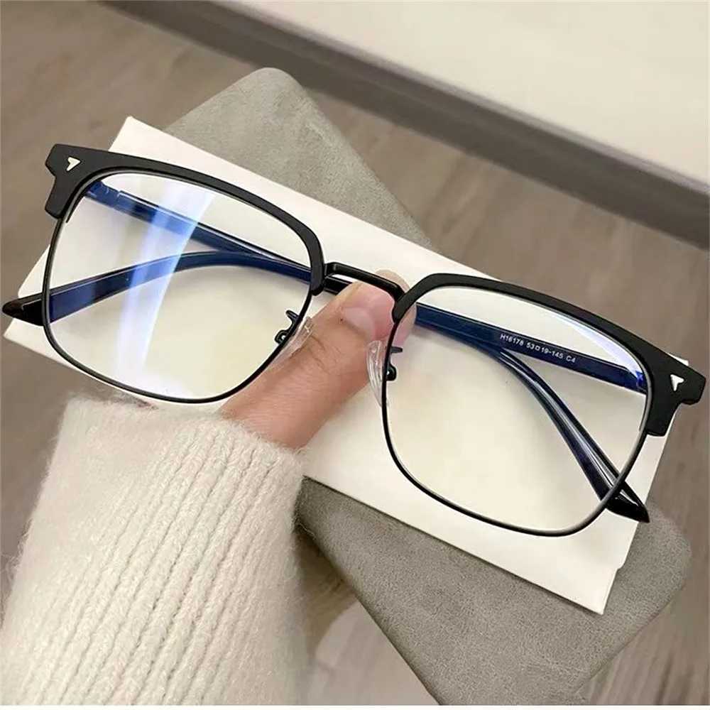 Semi Rimless Computer Clear Glasses Classic Anti Blue Light Blocking Glasses Men Women Square Ray Filter Eyeglasses Frame GoggleX241008