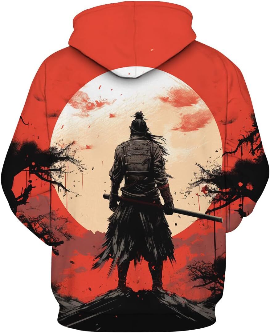 Hoodie for Mens Womens Japanese Samurai Hoodie Men Retro Art Pattern Pullover Hoodies Men Graphic Hoodies sweatshirt Pullover Long Sleeve cool