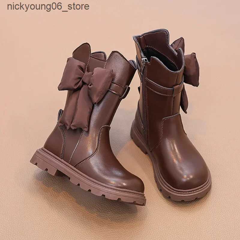 Boots Winter Kids Fashion Boots Sweet Chic Girls Causal Princess Mid-calf Boots Fashion Warm Versatile Children Cotton Boots Non-slip L240910