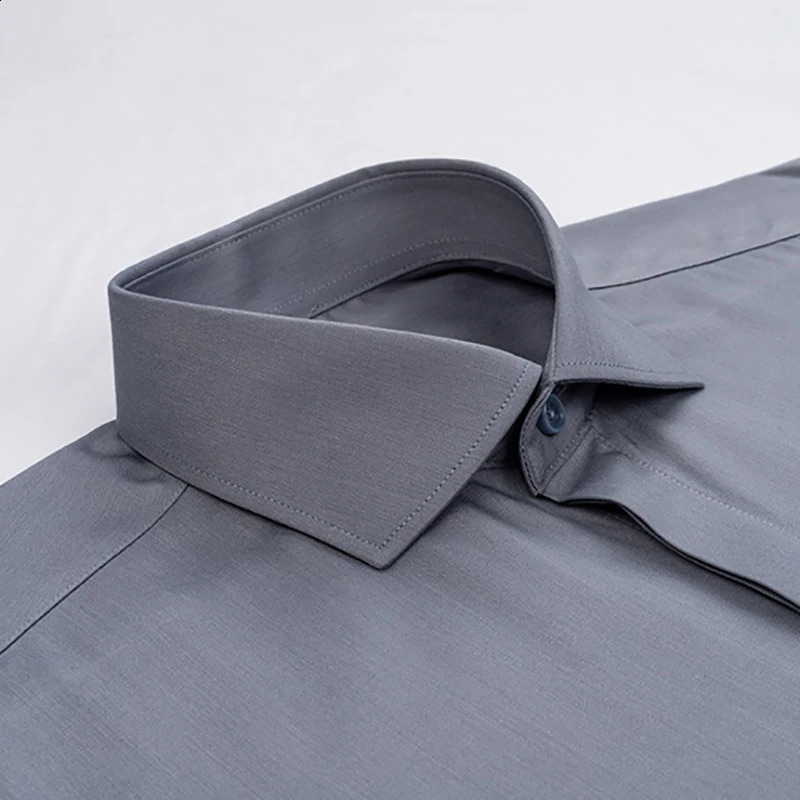 Windsor collar French cuffed dress fashionable mens long sleeved business formal shirt covered button up cufflinks shirt 241007