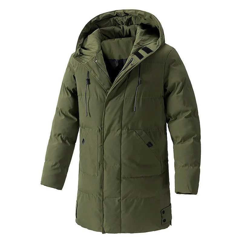 Medium Long Cotton-padded Jacket Mens Big Size Explosive Winter Loose Hooded Padded Jacket Warm and Thick Down CoatXJ241008