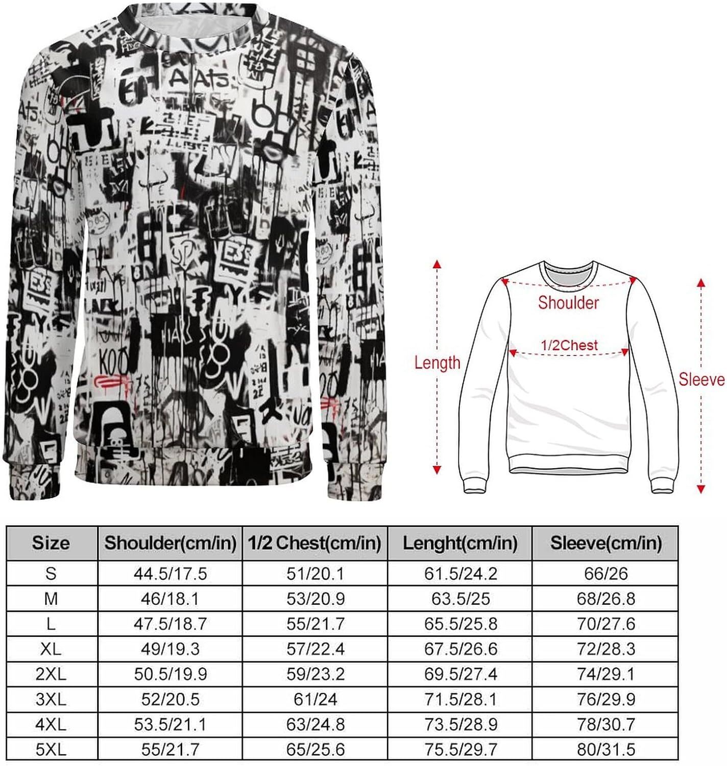 Long Sleeve Shirts for Men sweatshirt Men's Urban Streetwear Hip Hop Graffiti Long Sleeve Sweatshirt Crew Neck Pullover Activewear Streetwear Cas
