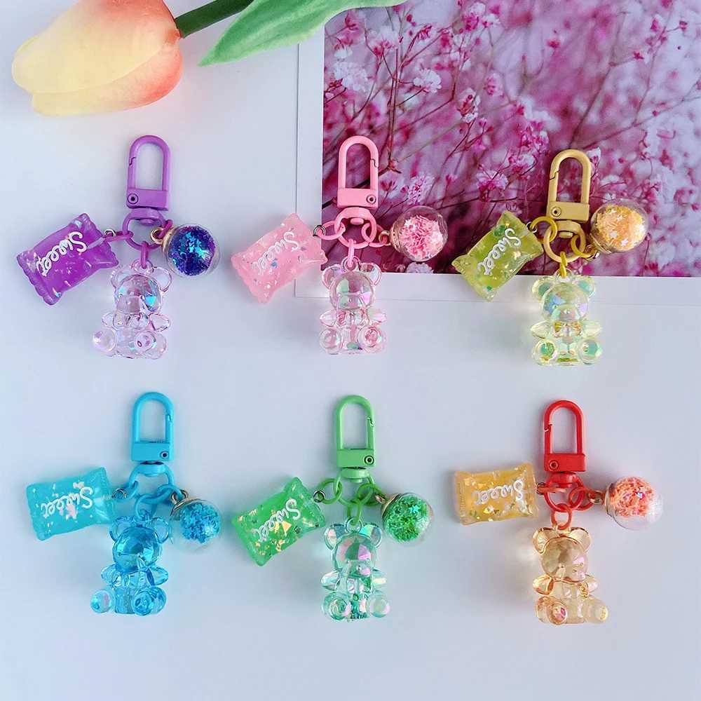 Acrylic Bear Keychain with Sugar Star Charms Backpack Diy Decoration Cute Animal Key Chains Gift for Women GirlsX241008