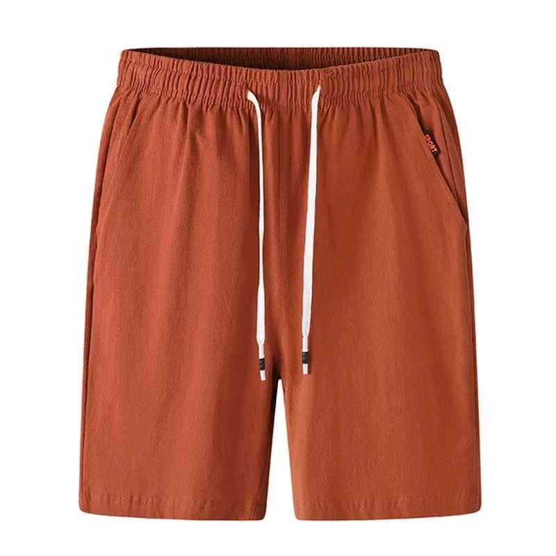 Summer linen shorts 2024 new mens casual shorts luggage fitness beach shorts mens breathable 100% pure cotton shortsW240713