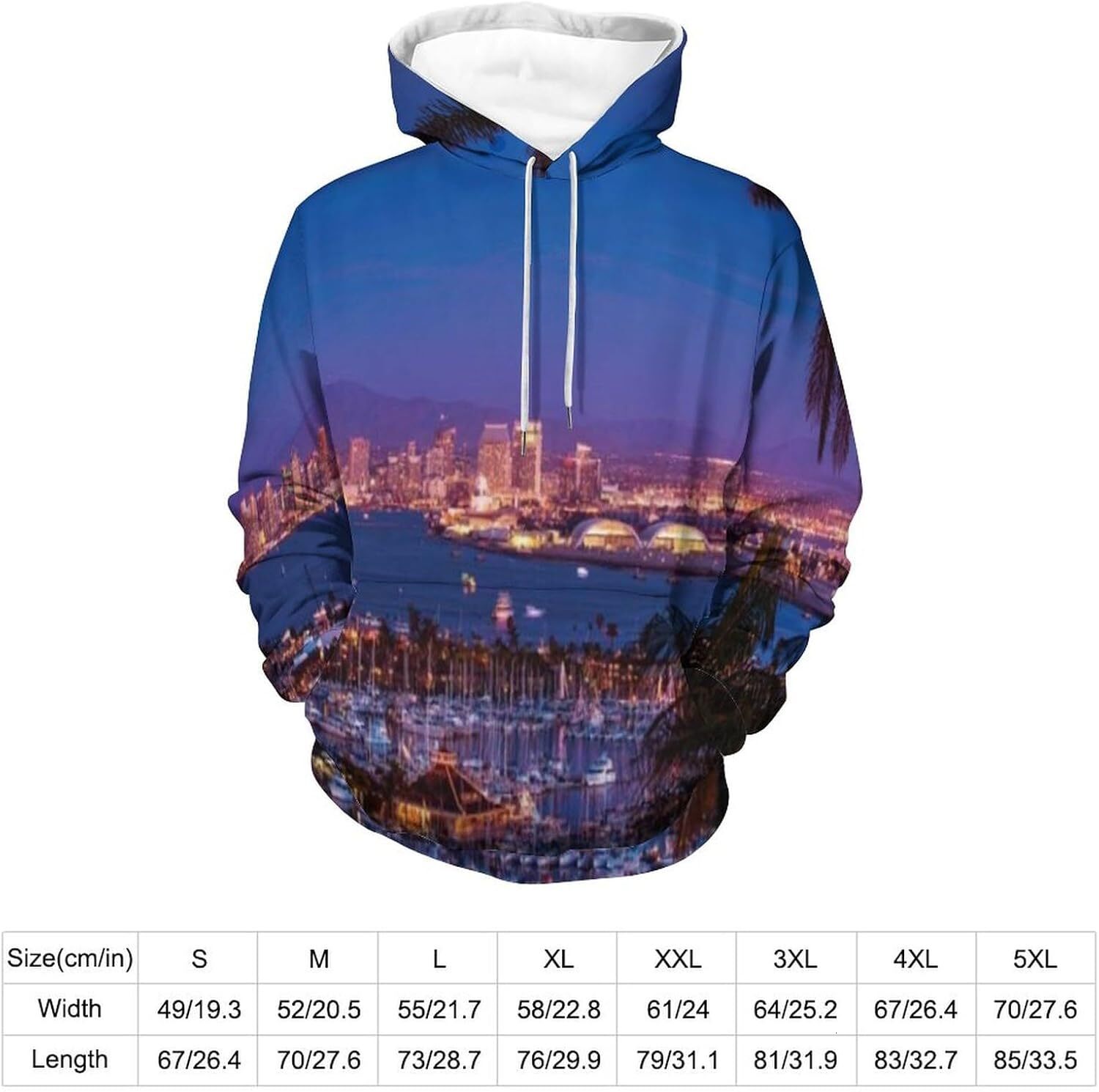 Hoodie for Mens Womens Mens Unisex Novelty Hoodies Modern Madrid Streets with Sky Landscape Big Old Town Heritage Hooded Sweatshirt Graphic Hoodies sw