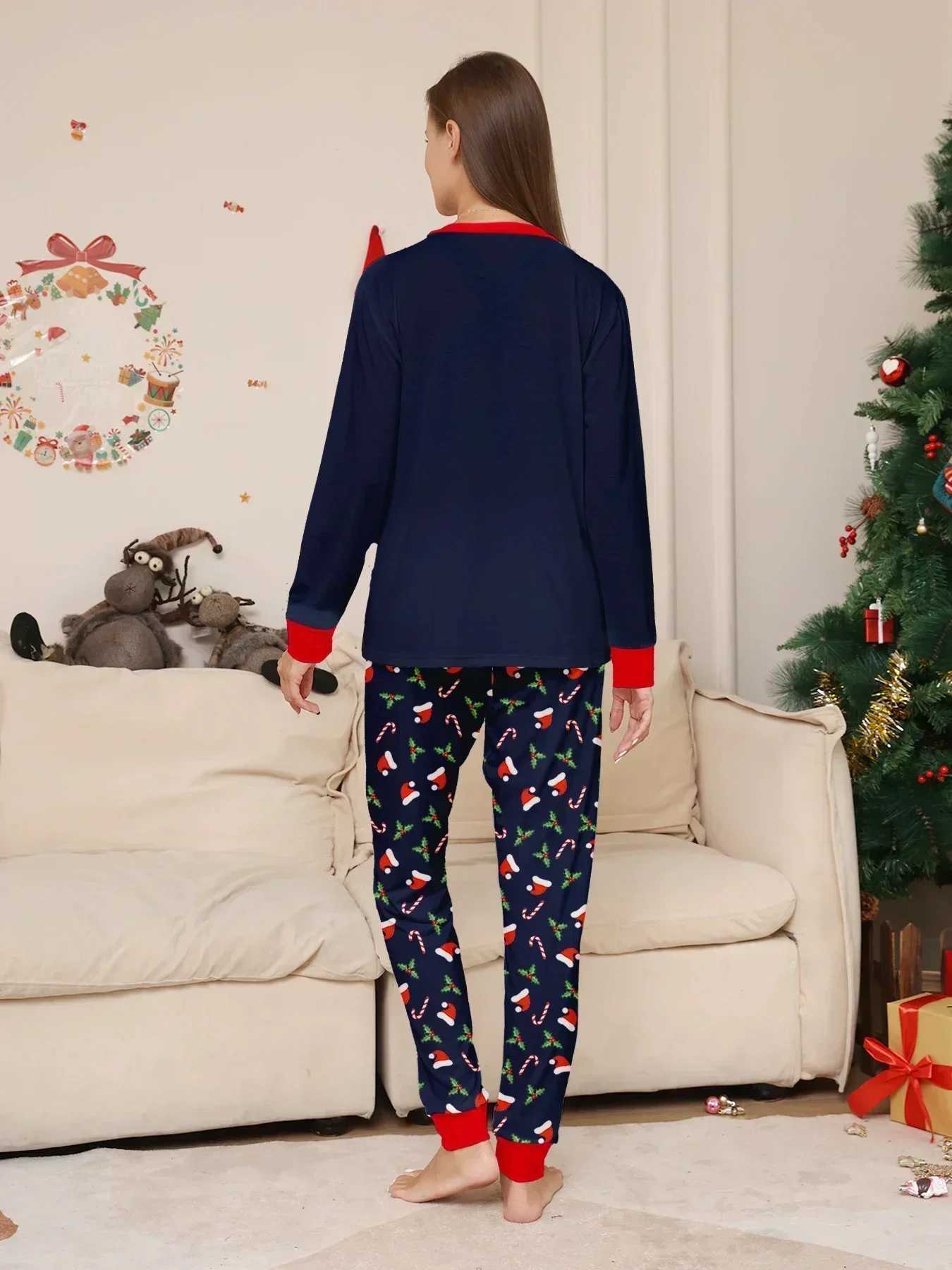 Merry Christmas Printing Pajama Set Mom Dad Child Matching Clothing Set Baby jumpsuit Pjs Soft and Warm Christmas Family Appearance Pajamas W241008