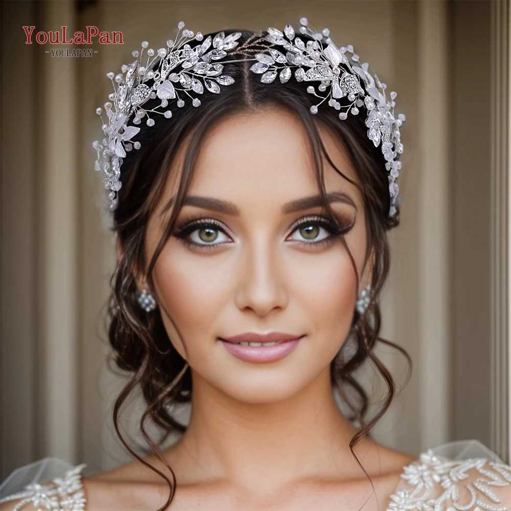 YouLaPan Crystal Bridal Headband Alloy Leaf Headband Used for Bridal Wedding Hair Accessories Tiara Princess Peggy Ann Headband HP272 W241007