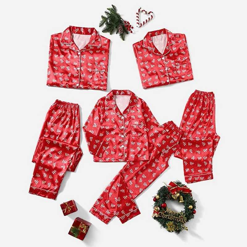 Christmas Pajama Set Silk Casual Parent Child Clothing Family Matching Satin Pajama Set Mom and Dad My Home Clothing Set W241008