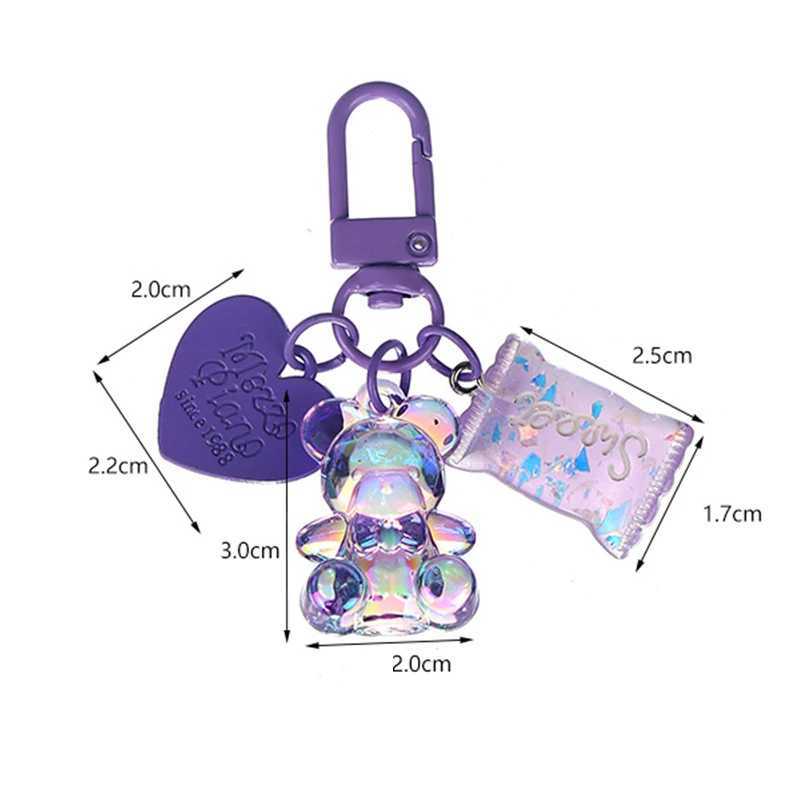 Cartoon Bling Heart Bear Animal Candy Keychain Key Ring For Friend Lovers Cute Creative Bag Car Earphone Box Key AccessoriesX241008