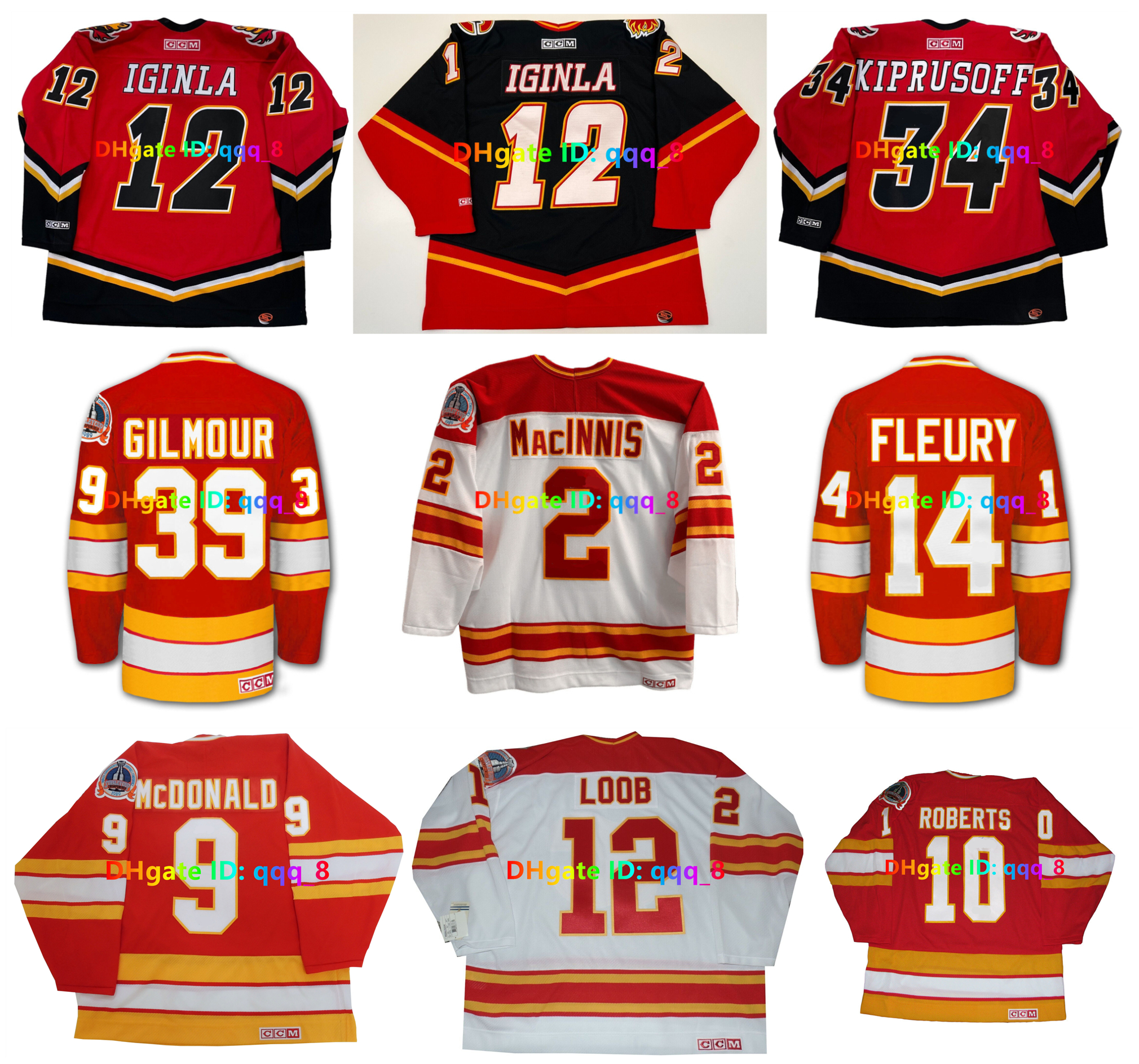 Jarome Iginla Calgary 1989 Stanley Cup Flame Jerseys CCM Throwback Hockey Jersey Miikka Kiprusoff Lanny McDonald Al MacInnis Theoren Fleury Hakan Loob Red Size S-4XL