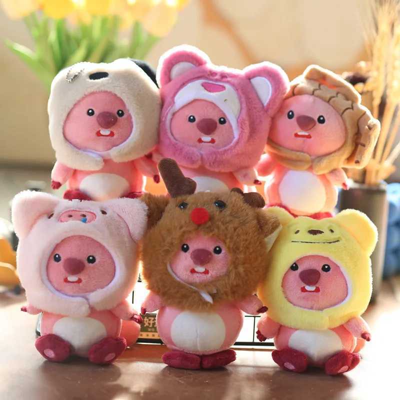 15CM Cartoon Little Beaver Ruby Pendant Plush Toy Doll Bag Pendant Keychain Doll Shapeshifting Beaver Plush KeychainsX241008