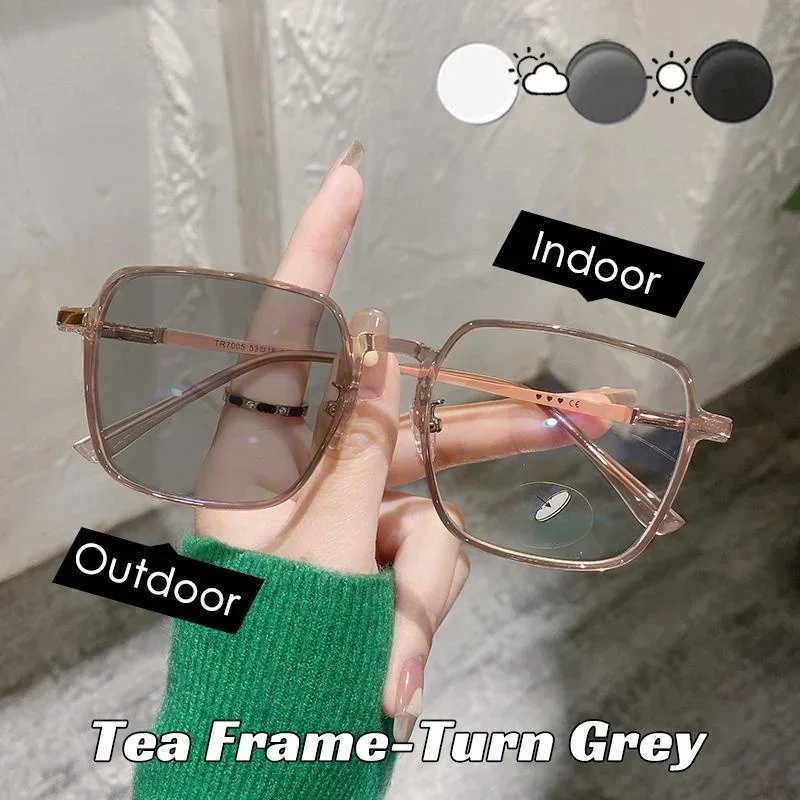 Photochromic Lenses Anti Blue Light Reading Glasses Woman Men Large Square Frame Farsighted Presbyopia Glasses 0 +100 To +300X241008