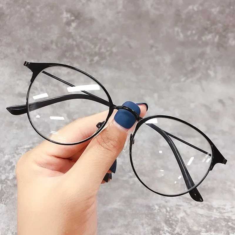 Reading Glasses Anti Blue Rays Spring Leg Cat Eye Minus Lens Prescription Spectacles Frame Women Metal Short-sight Eyewear X241008