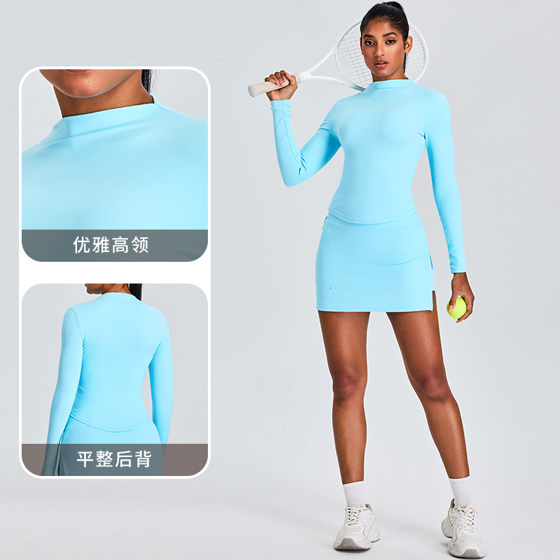 New high neck long sleeved yoga women's top slim fit and slimming sports T-shirt outdoor running fitness suit