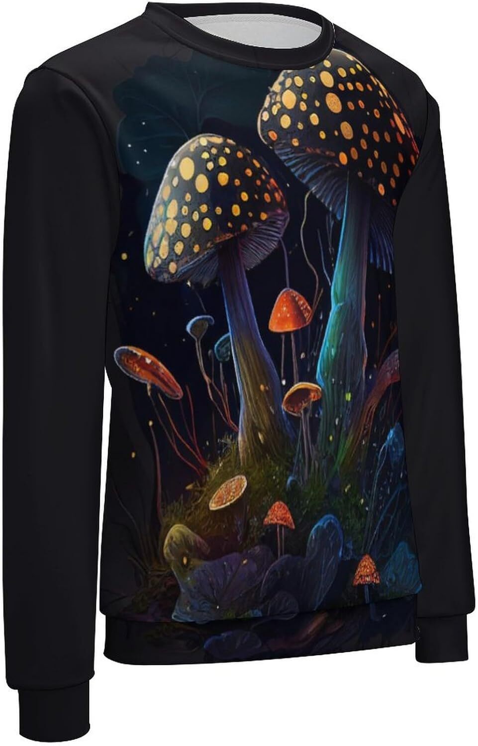 Long Sleeve Shirts for Men sweatshirt Wild Mushroom Print Sweatshirt for Women Men Raglan Round Neck Sweatshirts Long Sleeve Pullover Tee Streetwear C