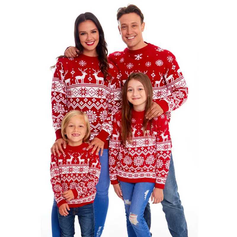 Christmas Pajamas Family Mom and Daughter Match Clothes Cotton Sweater Merry Christmas Printing Match Family Christmas Set W241008
