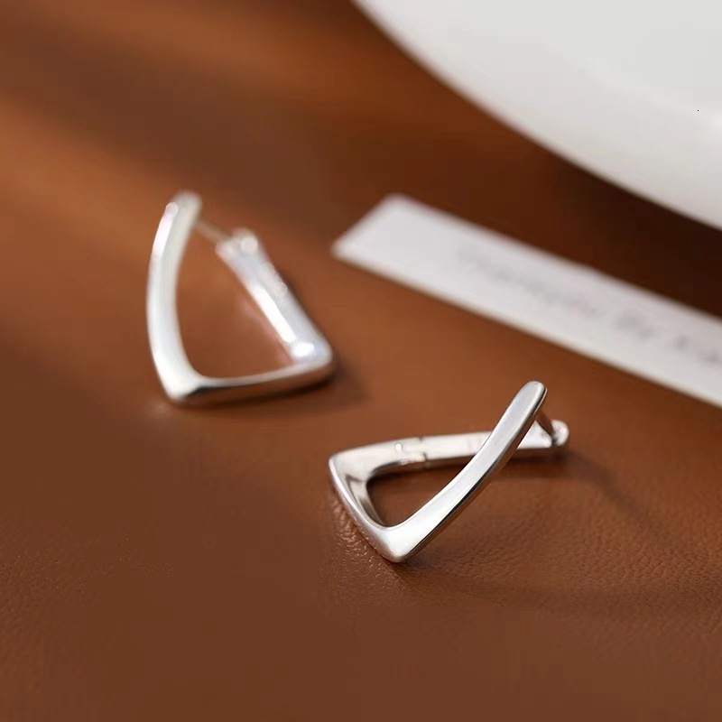 Pure sier needle geometric light new 2024 high-end earrings, niche women's earrings too