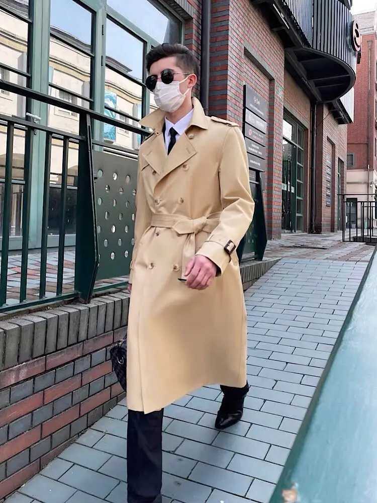 Spring Autumn Winter British Luxury Brand High Quality Mens Windbreaker khaki/black/dark blue plus size jacket W241007
