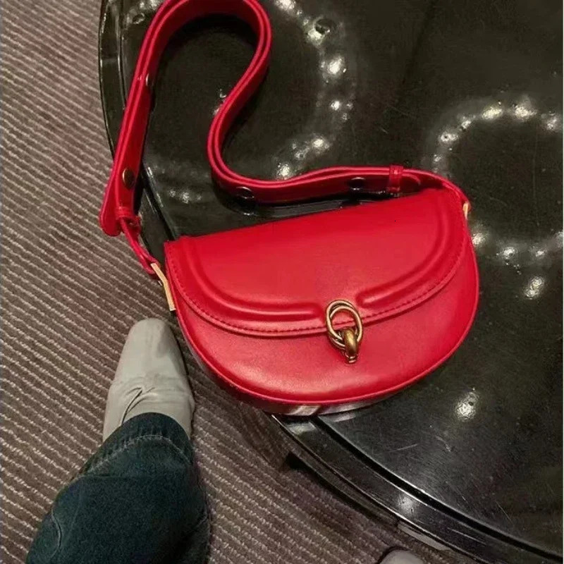 Saddle Crossbody Bags For Women 2024 Trend Fashion PU Leather Small Shoulder Handbags And Purses Solid Vintage Bag