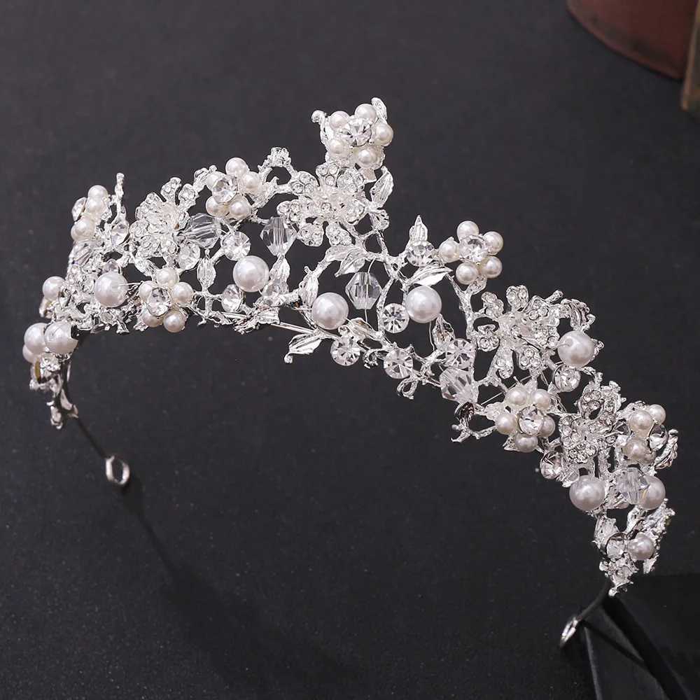 Handmade Pearl Crystal Water Diamond Princess Tiaras and Diadem Wedding Bridal Hair Accessories W241007