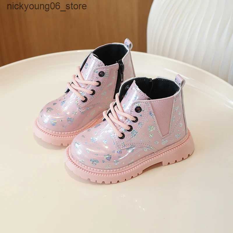 Boots Children Patent Leather Ankle Shoes Toddler Girls Square Heels Chelsea Boots Kids Casual White Leather Shoes 3-6Y Autumn Fashion L240910