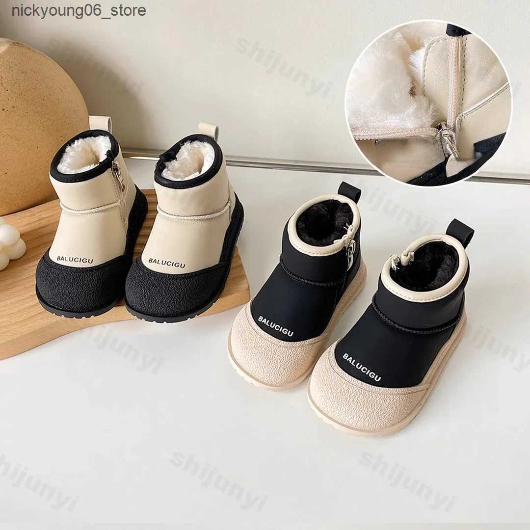 Boots Baby Girls Boys Snow Boots new 2024 Winter Children Shoes Kids Plush Boot Windproof Waterproof Outdoor Infant Cotton-padded Shoe L240910
