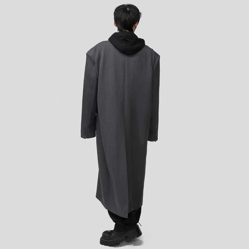 SYUHGFA Tide Mens Long Coat Korean Style High end Simple Casual Knee Coat Autumn Trend Winter Windproof W241007
