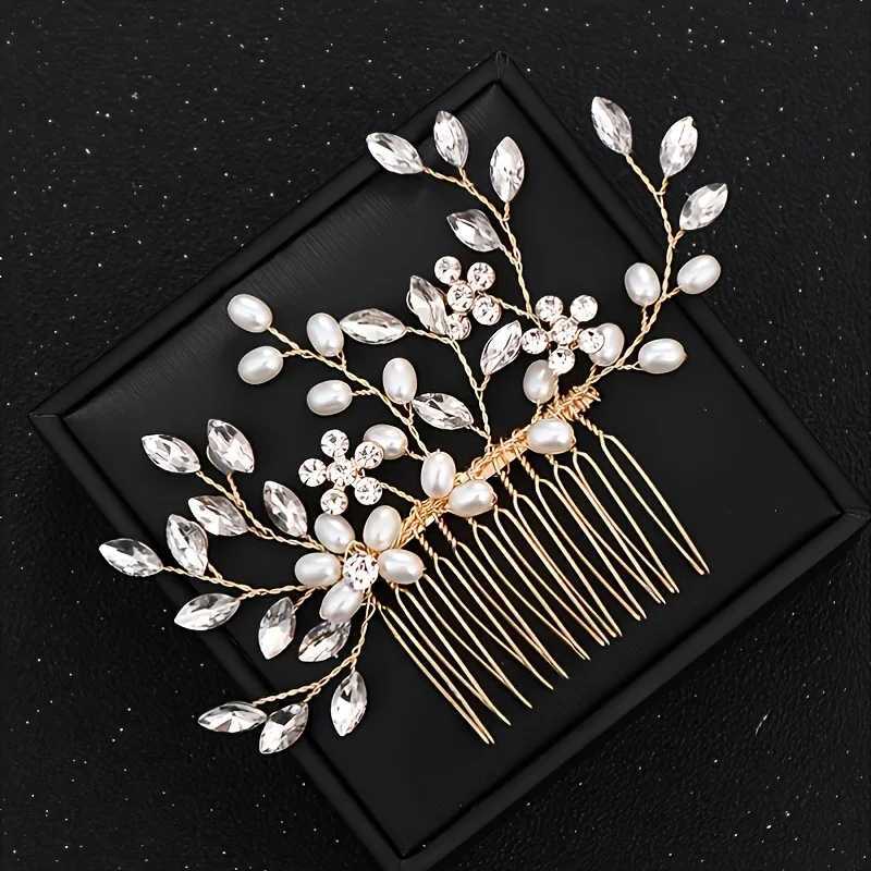 Wedding hair combing pearl bridal hair rhinestone bridal hair jewelry side hair accessories W241007