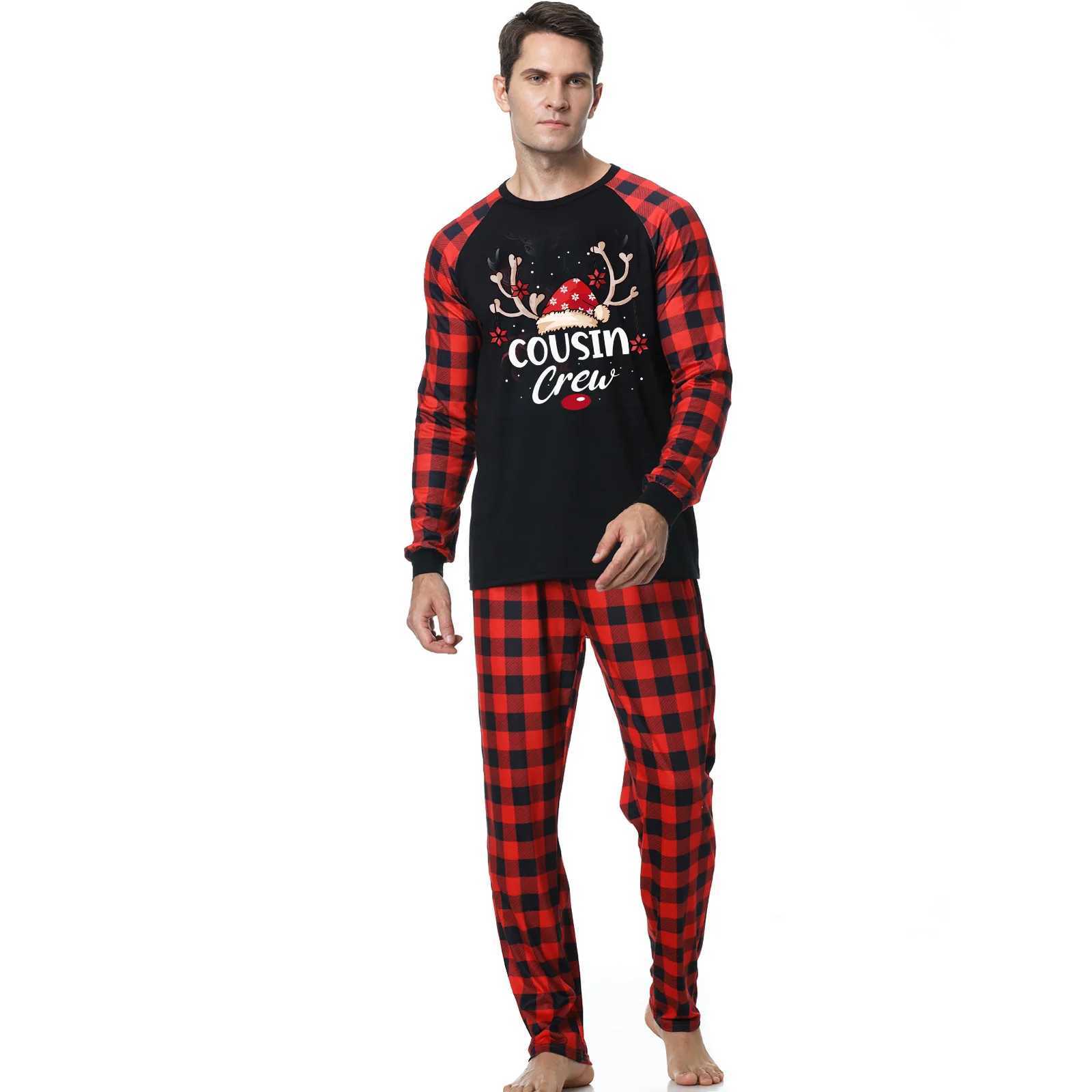 New letter grid pattern family pajamas set for mom dad and child matching set soft and warm pajamas for baby and dog jumpsuit Pjs Christmas appearance